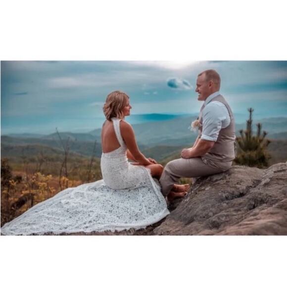 Lulu's White Lace Open Back Wedding Dress - Picture 11 of 16
